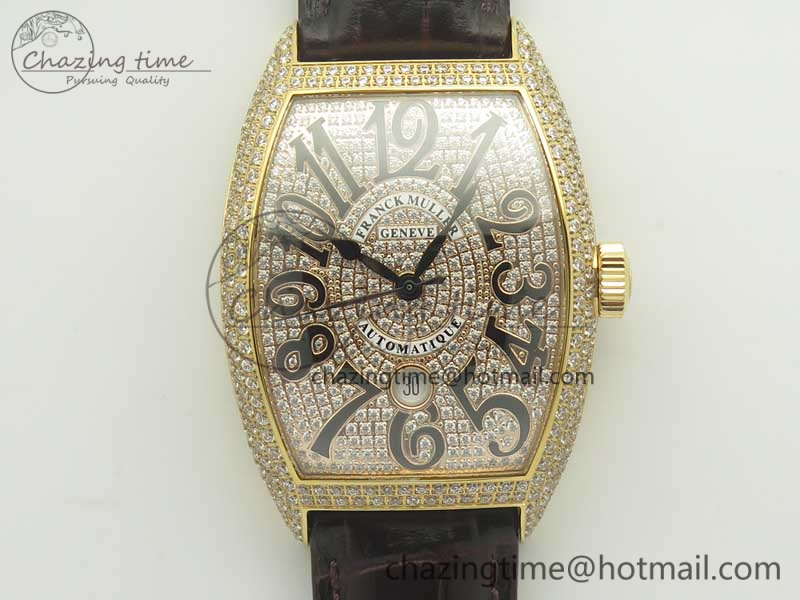 Casablanca 8880 Automatique RG GF 1-1 Best Edition Full Diamonds on Brown Leather Strap A2824