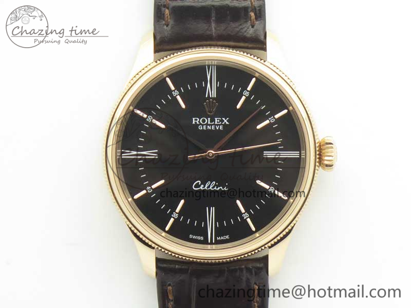 Cellini Time 50509 RG MKF Best Edition Black Dial Roman Marker on Brown Leather Strap A3132 V4-10