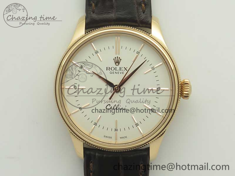 Cellini Time 50509 RG MKF Best Edition White Dial Sticks Marker on Brown Leather Strap A3132 V4-10