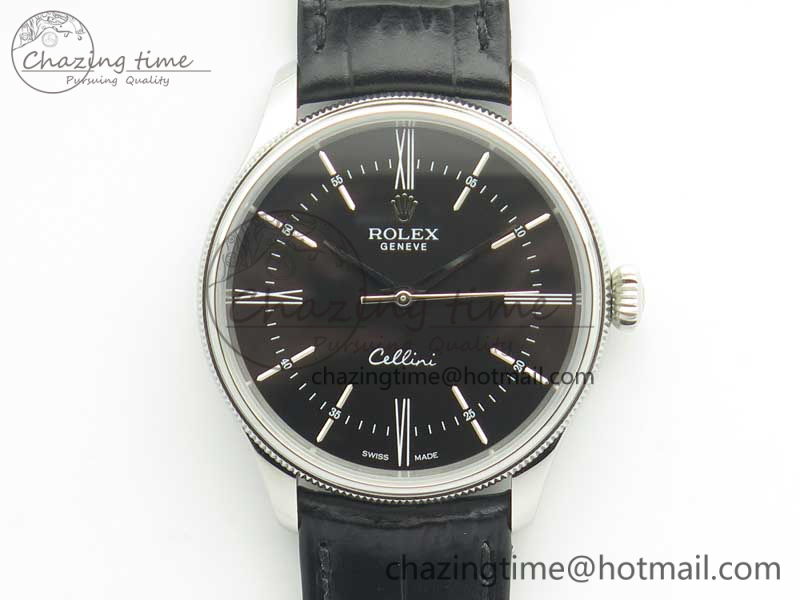 Cellini Time 50509 SS MKF Best Edition Black Dial Roman Marker on Black Leather Strap A3132 V4-2