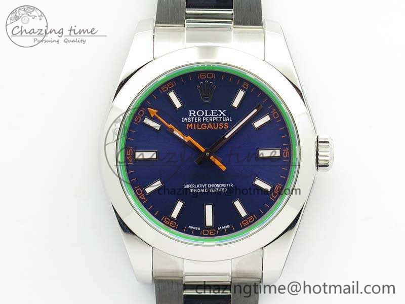 Milgauss-116400-GV-ARF-1-1-Best-Edition-Green-Sapphire-Blue-Dial-On-SS-Bracelet-A2824-12