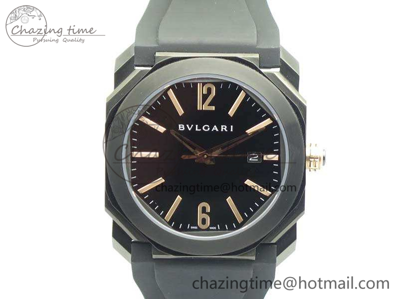 OCTO-DLC-JL-1-1-Best-Edition-Black-Dial-RG-Markers-On-Leather-Strap-BVL193-Free-Rubber-Strap