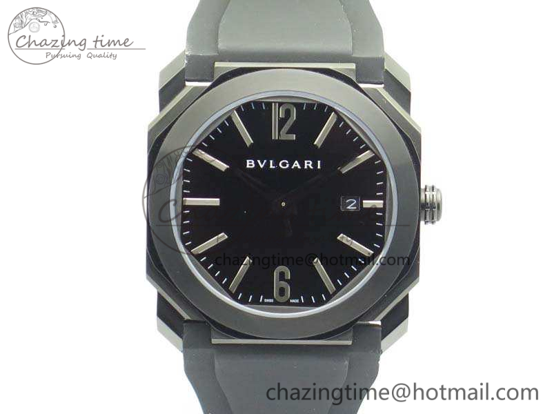OCTO-DLC-JL-1-1-Best-Edition-Black-Dial-Silver-Markers-On-Rubber-Strap-BVL193-Free-Leather-Strap-8