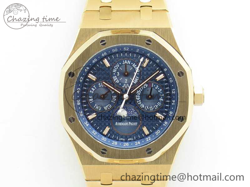 Royal-Oak-41mm-Complicated-Function-26574-RG-JF-1-1-Best-Edition-Blue-Textured-Dial-On-RG-Bracelet-A5134-2