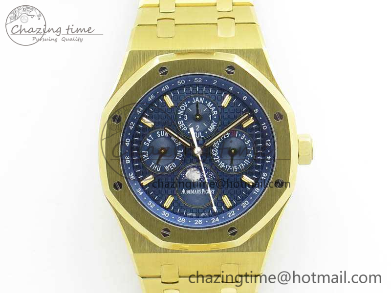 Royal-Oak-41mm-Complicated-Function-26574-YG-JF-1-1-Best-Edition-Blue-Textured-Dial-On-YG-Bracelet-A5134-2