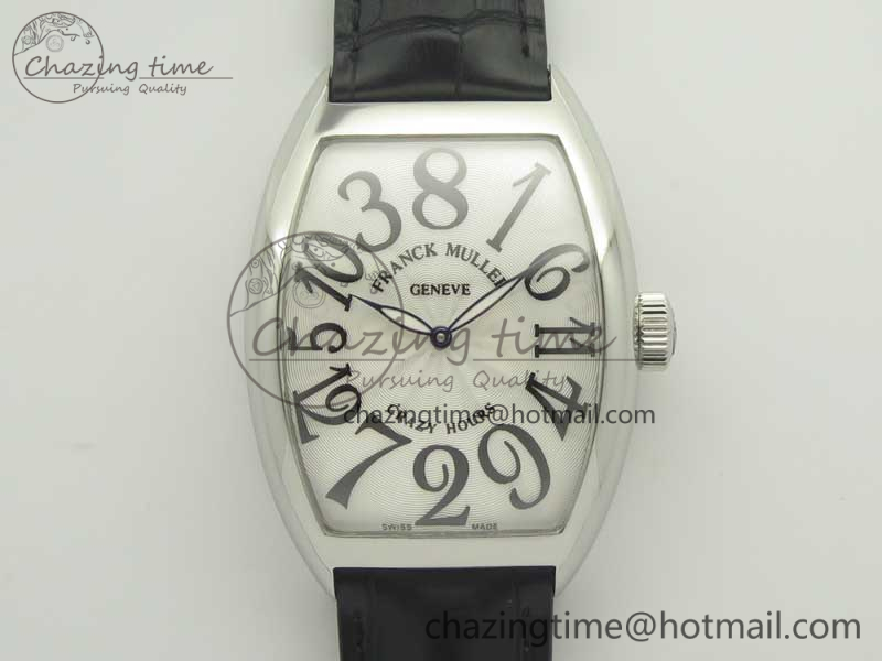 Crazy Hours Real Jumping Hour SS ABF White Dial Black Markers on Black Leather Strap A23J-10