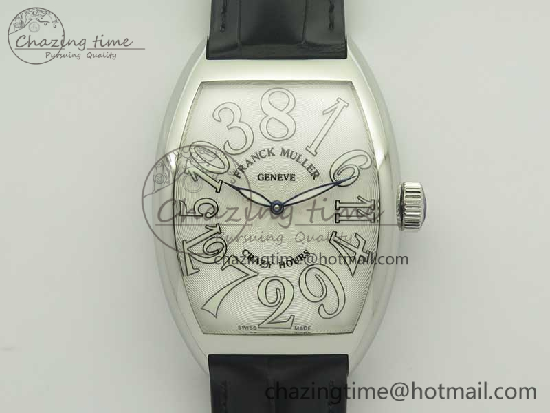 Crazy Hours Real Jumping Hour SS ABF White Dial White Markers on Black Leather Strap A23J-10