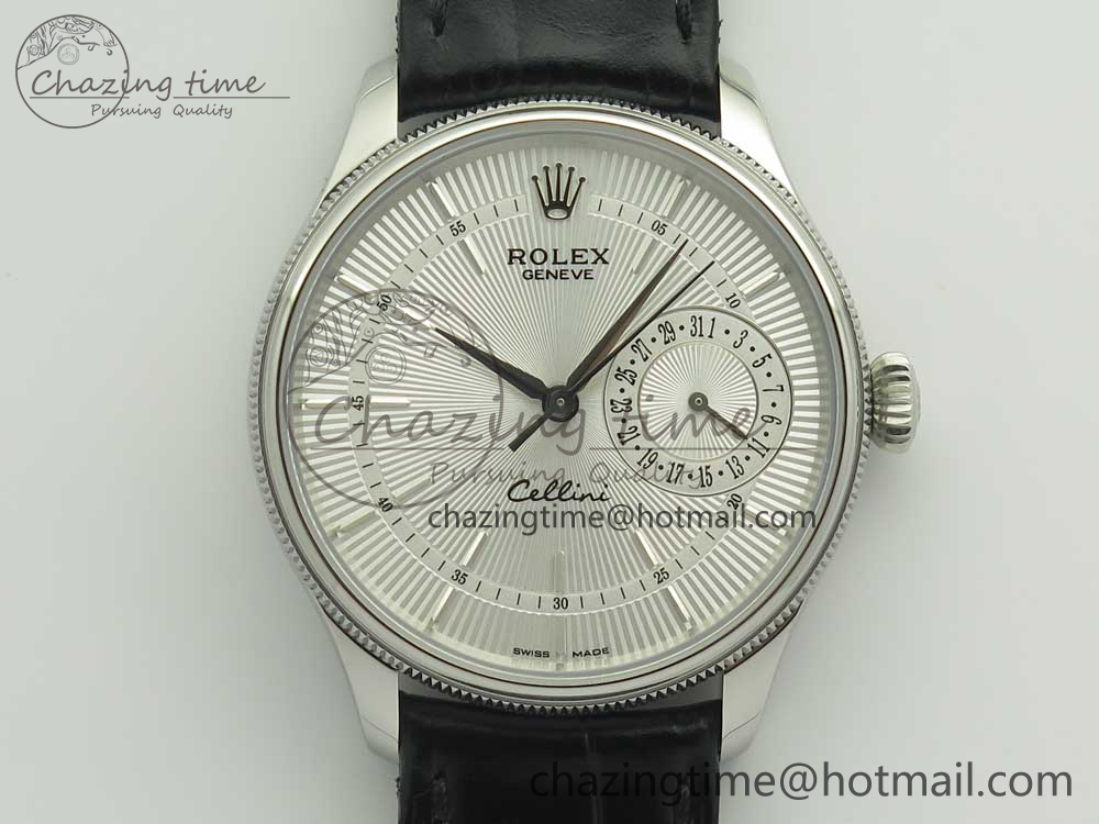 Cellini 50519 Real Date SS MK Best Edition Silver Dial Sticks Markers on Black Leather Strap A3165