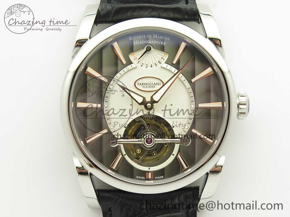 Fleurier Tonda Tourbillon Woodrock SS Real PR JBF Best Edition Black-White Dial on Black Leather Strap