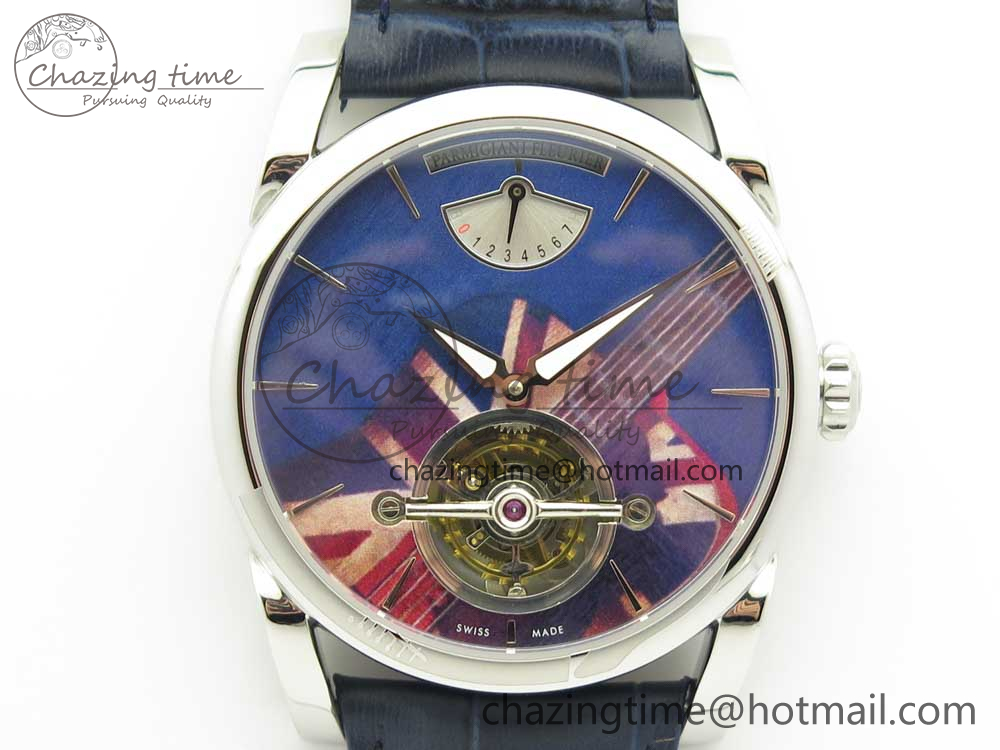 Fleurier Tonda Tourbillon Woodrock SS Real PR JBF Best Edition Blue Dial on Blue Leather Strap
