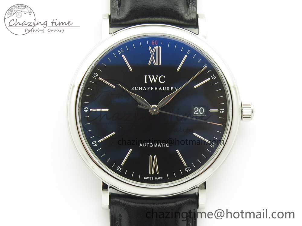 Portofino Automatic SS FKF 1-1 Best Edition Black Dial on Black Leather Strap A2892-10