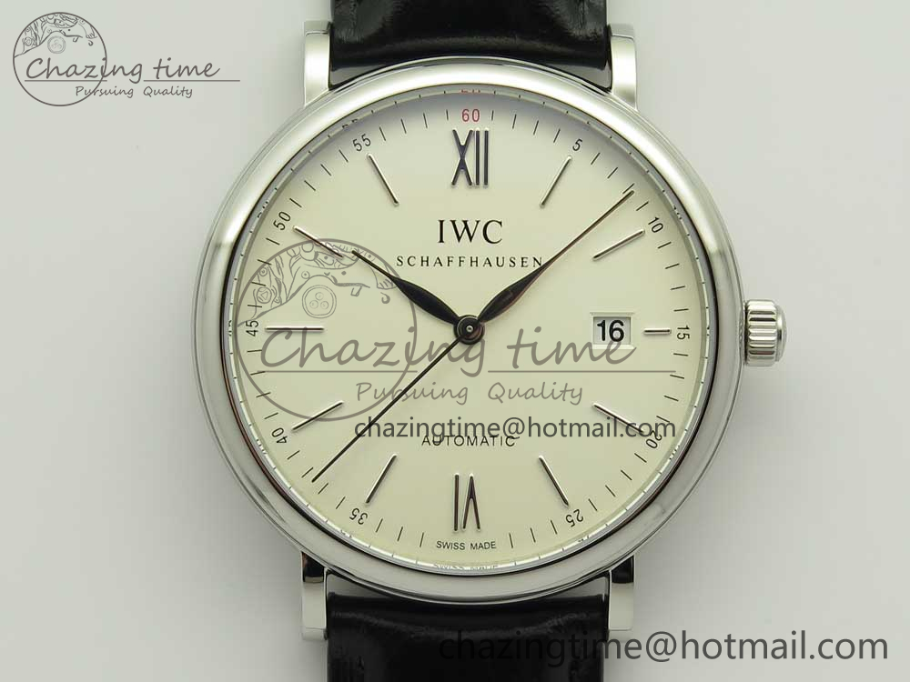 Portofino Automatic SS FKF 1-1 Best Edition White Dial SS Markers on Black Leather Strap A2892-10