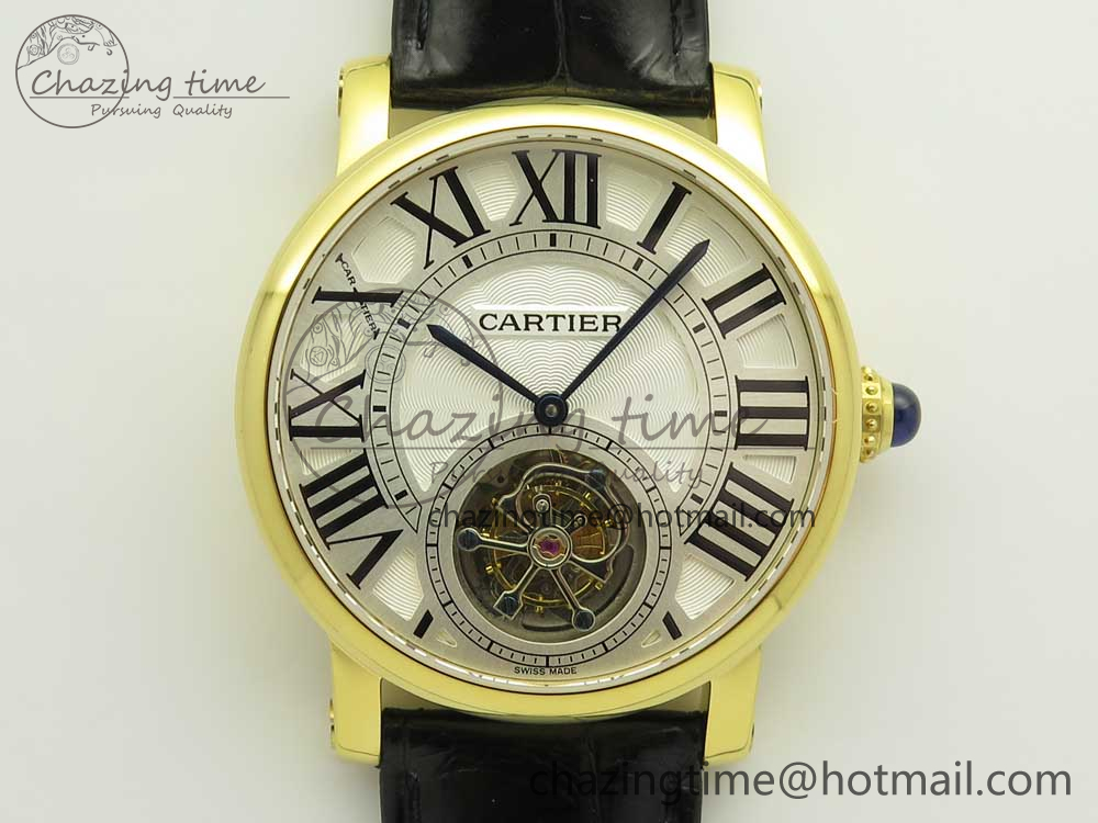 Rotonde Flying Tourbillon YG BLF Best Edition White Dial on Black Leather Strap V2
