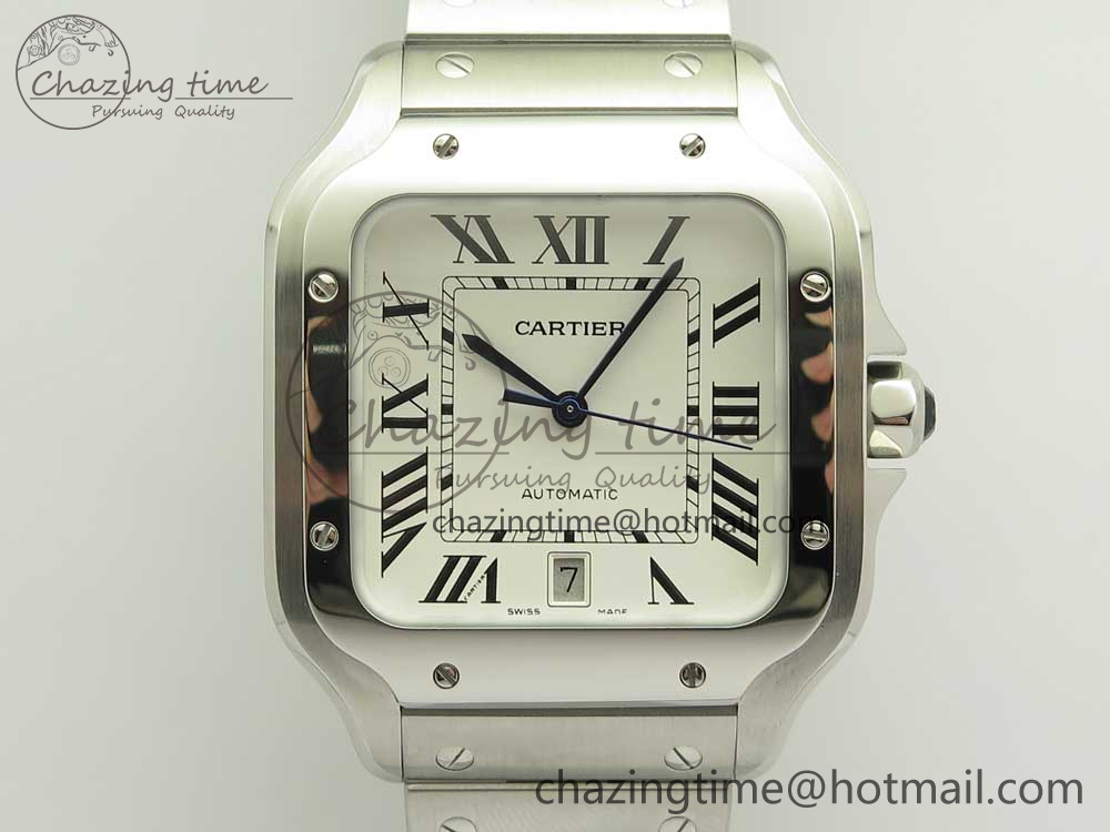 Santos de Cartier 40mm 2018 BVF 1-1 Best Edition White Dial on SS SmartLinks Bracelet MIYOTA 9015-17