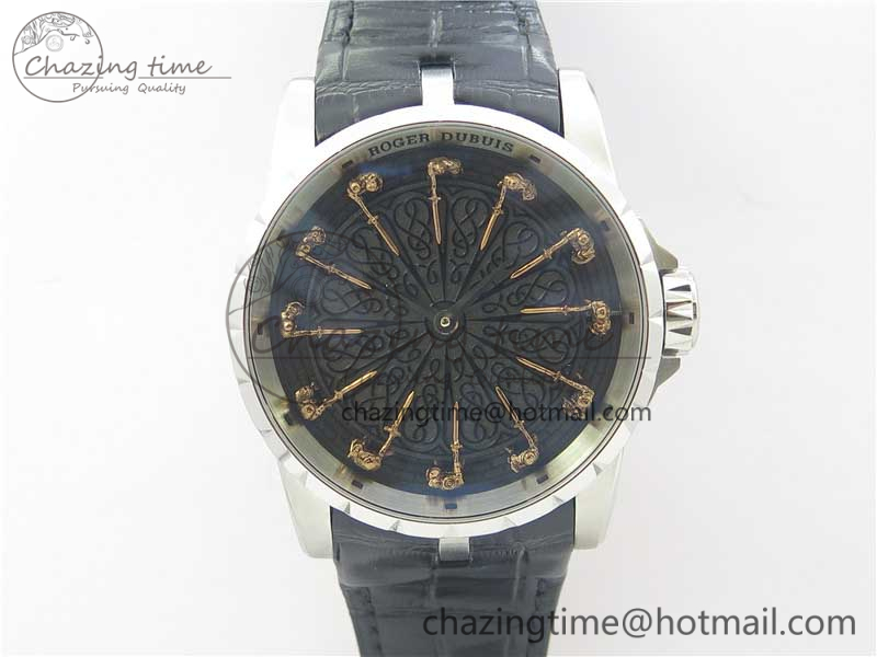 Excalibur Knights of the Round Table II SS ZF Best Edition Black Dial on Black Leather Strap MIYOTA 9015-15